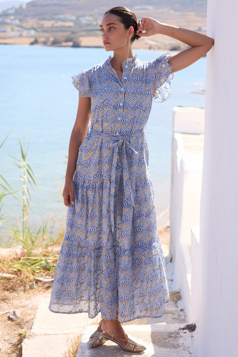 Oliphant Ruffle Maxi Dress 26 Florence Blue – A Tempo New York