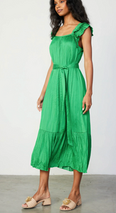 Current Air Crinkle/Ruffle Spring Green Dress