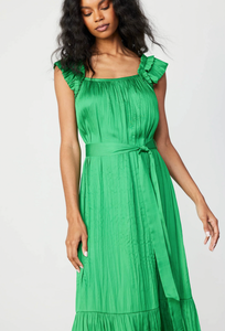 Current Air Crinkle/Ruffle Spring Green Dress