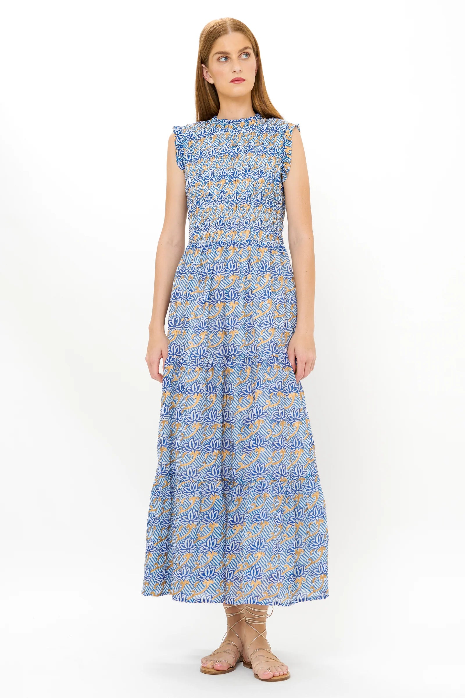oliphant smocked maxi dress Oliphant Smocked Maxi Dress 2026 Florence Blue – A Tempo New York