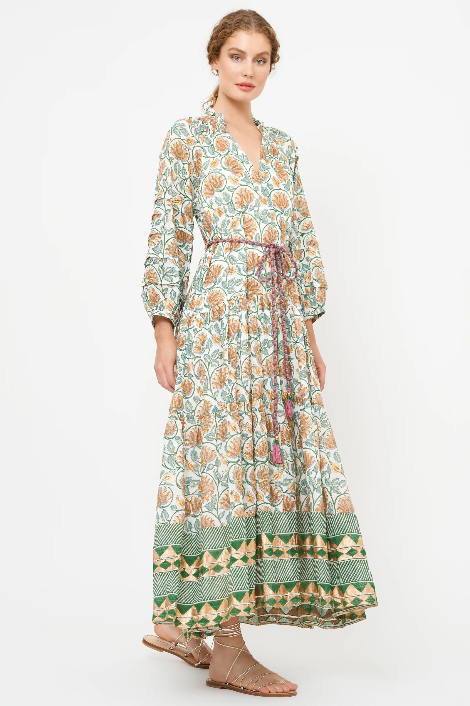 Oliphant Cuff Sleeve Maxi Dress Montenegro Green A Tempo New York Oliphant Cuff Sleeve Maxi Dress Montenegro Green A Tempo New York