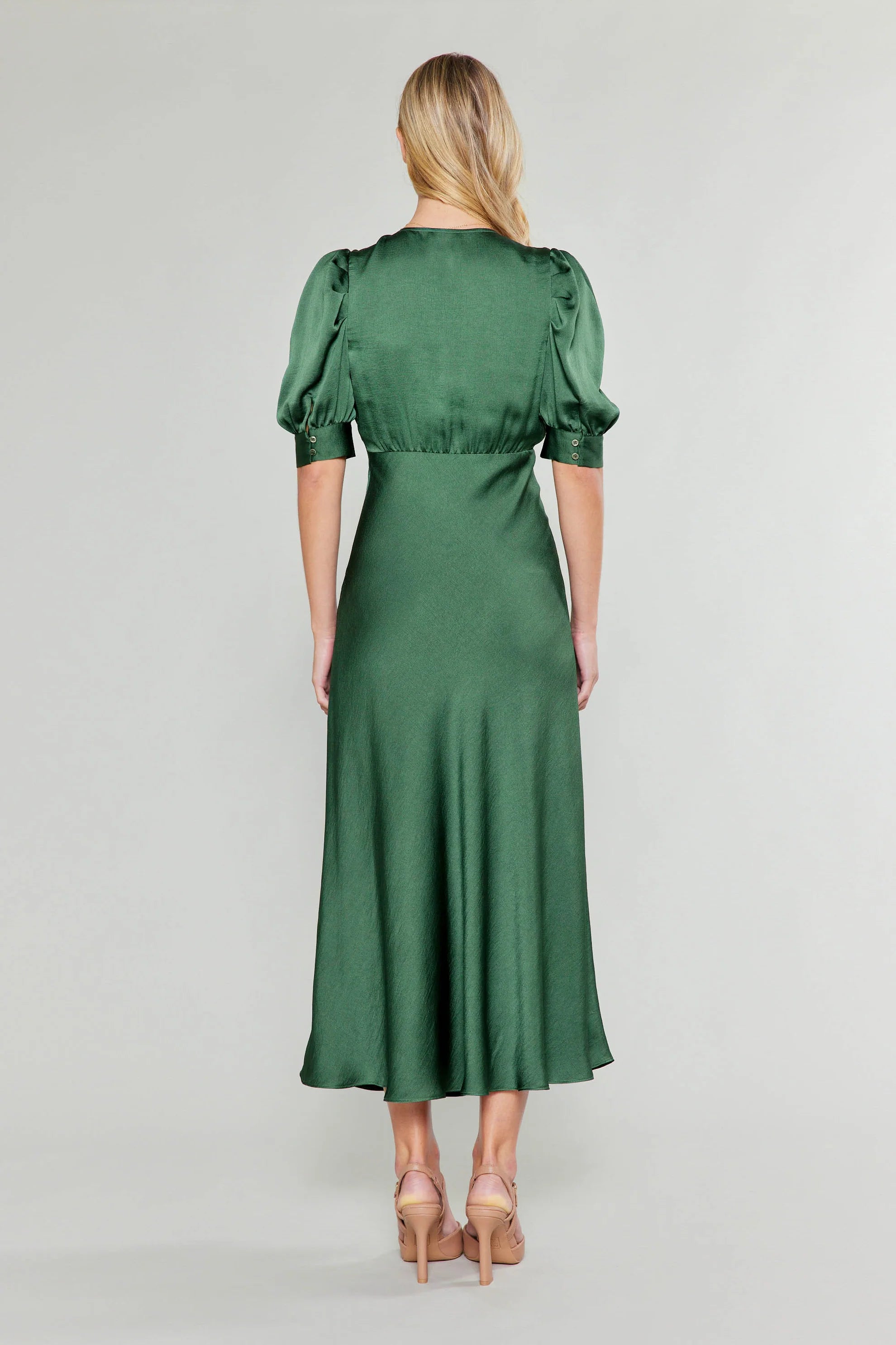 Current Air Forest Green V-Neck Midi Dress