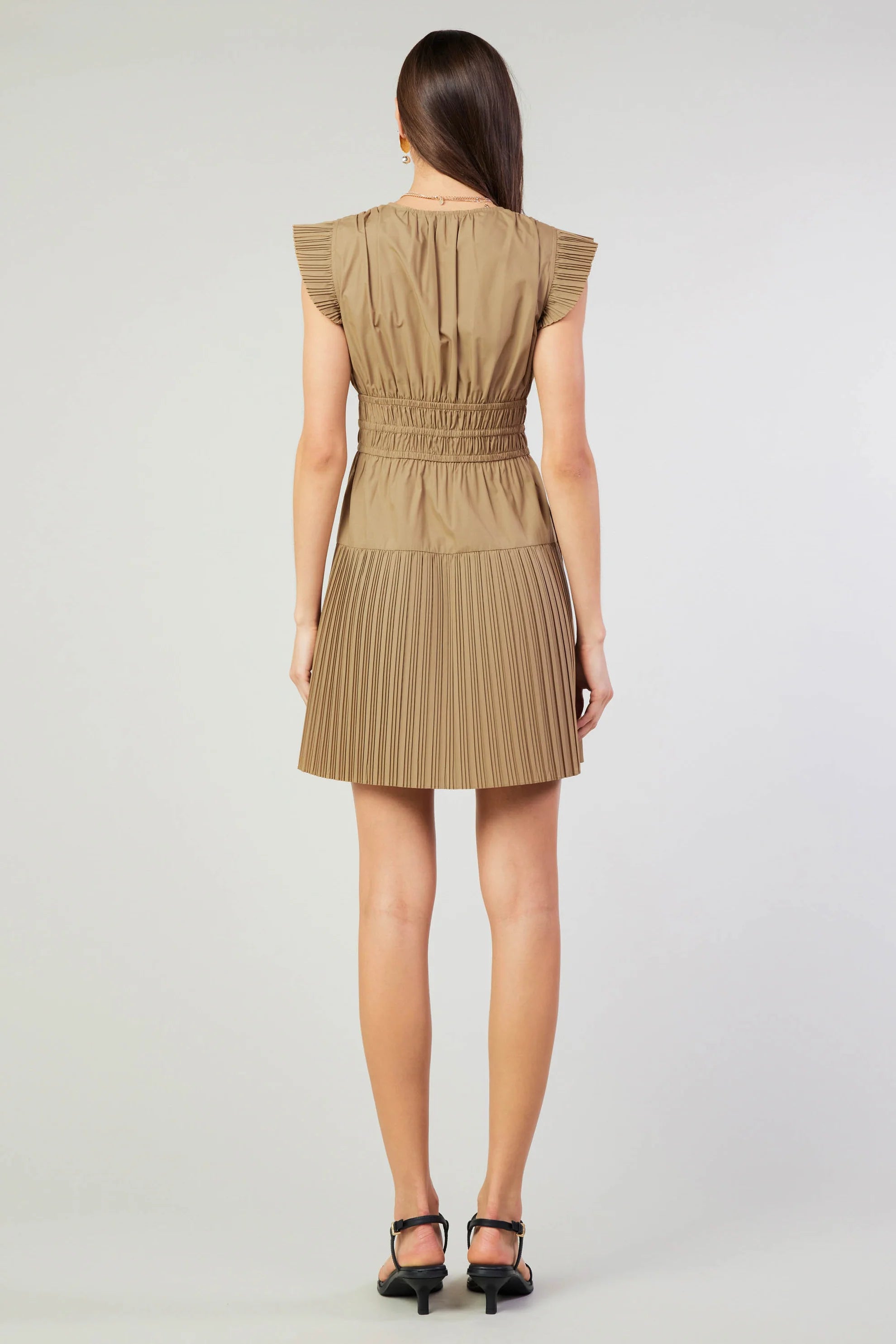 Current Air Latte Pleated Mini Dress