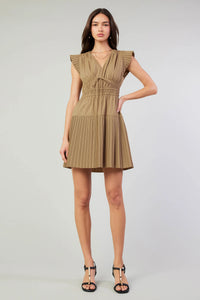 Current Air Latte Pleated Mini Dress