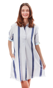 Dizzy Lizzie Chatham Dress Blu Stripes