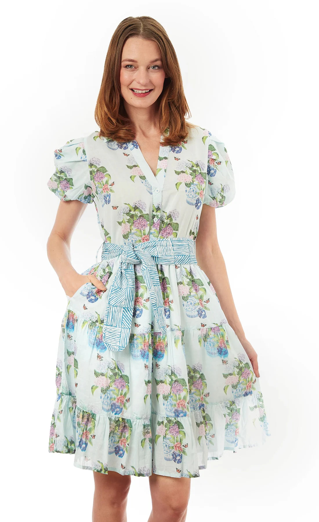 Dizzy Lizzie Litchfield Blu Hydrangeas Dress