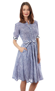 Dizzy Lizzie Mrs. Maisel Dress 25" Blu/Geo