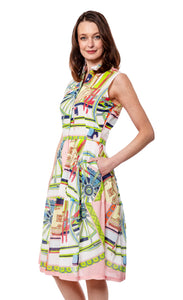 Dizzy Lizzie Sausalito Dress Pink Wheel