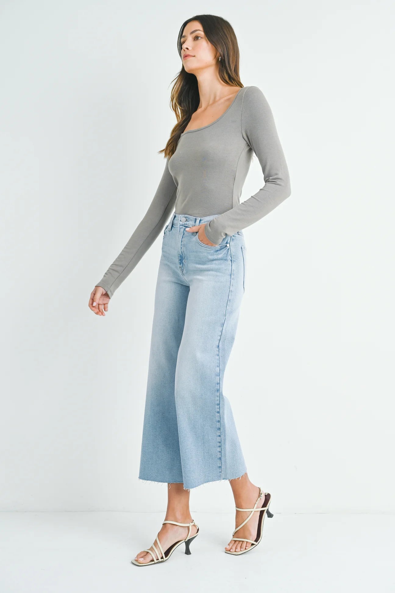 Just Black Denim Scissor Cut Wide Leg Jeans