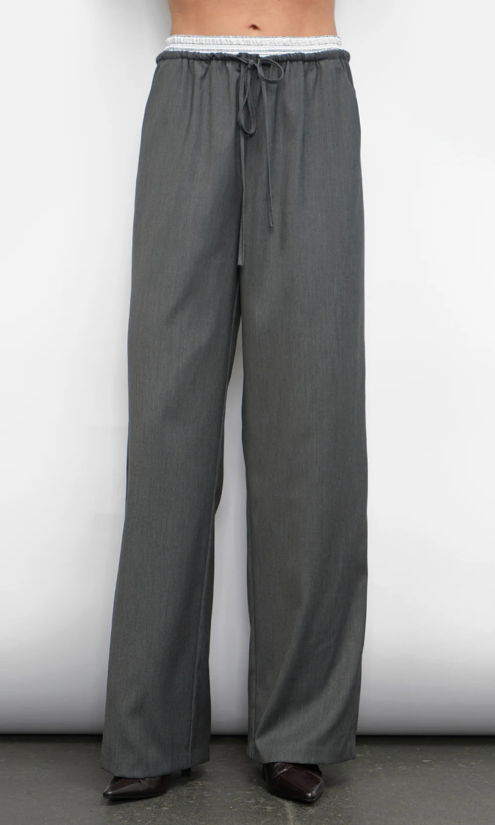 Greylin Coltrane Double Waist Band Trousers Charcoal