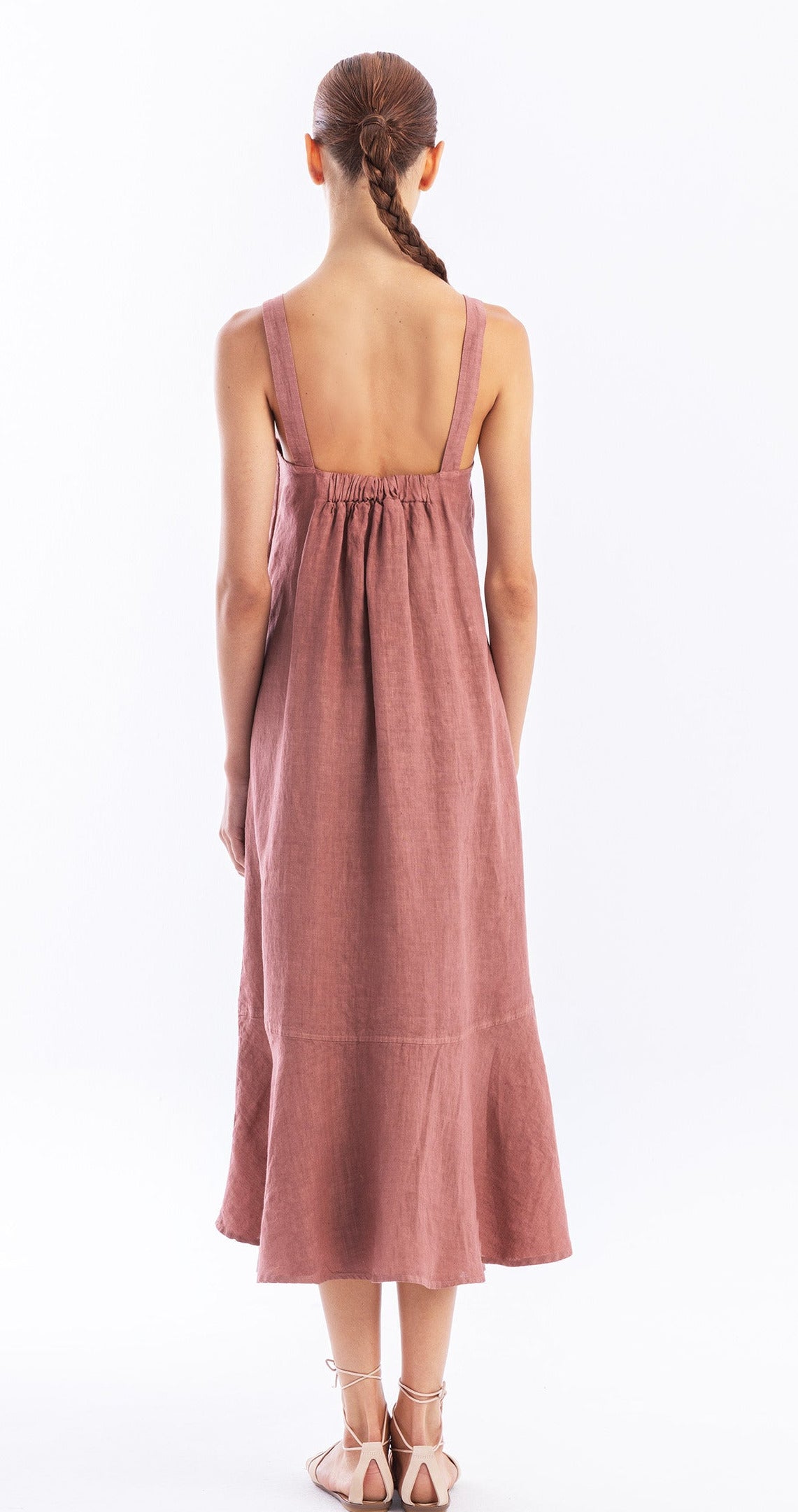 haris cotton dress Haris Cotton Blush Strap Linen Midi Dress