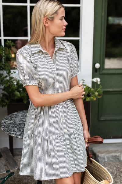 white christmas dresses Emerson Fry Marin Newbury Stripe Dress – A Tempo New York