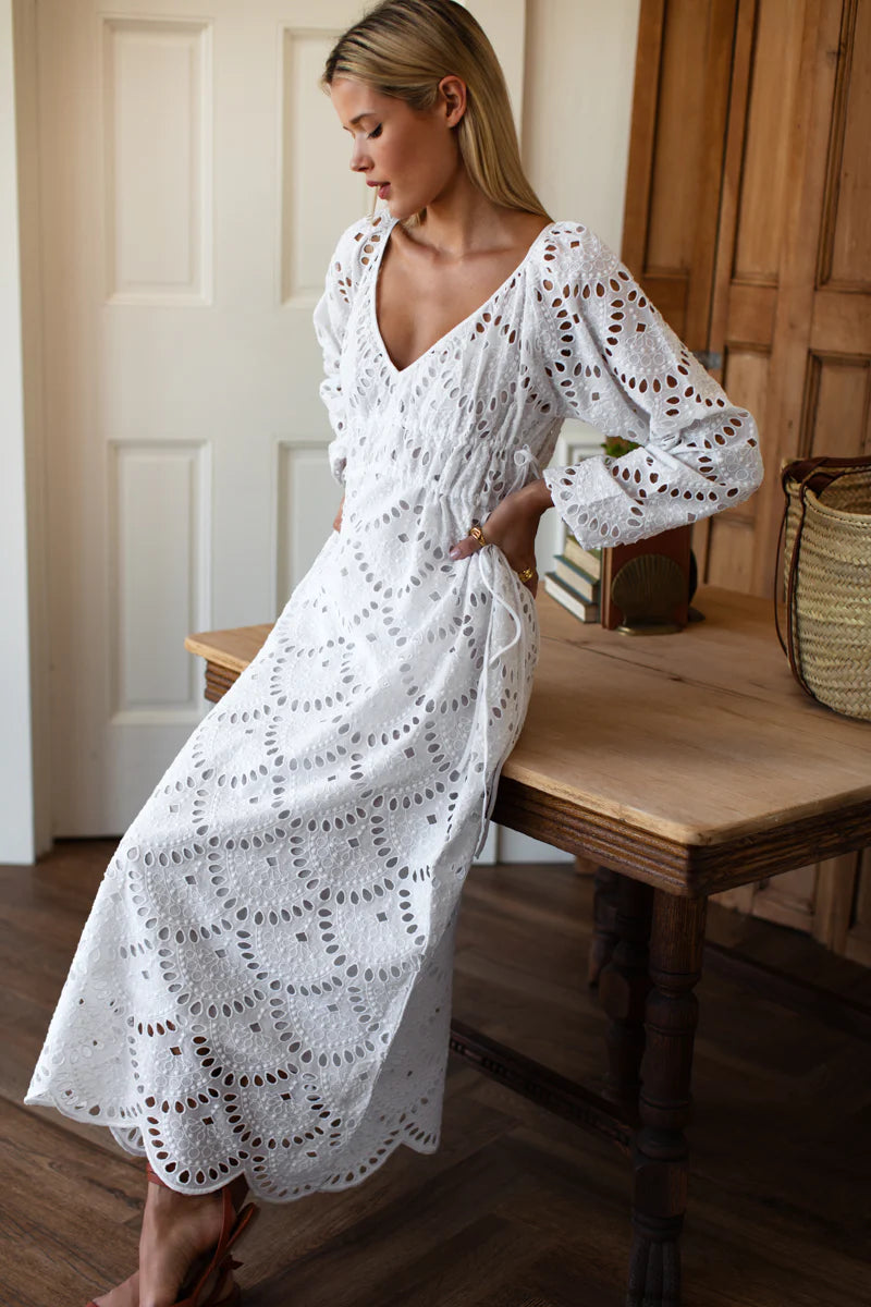 Love Tomas White Scallop Eyelet Dress – A Tempo New York