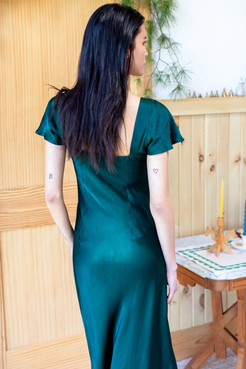 Emerson Fry Botanical Satin Green Dress