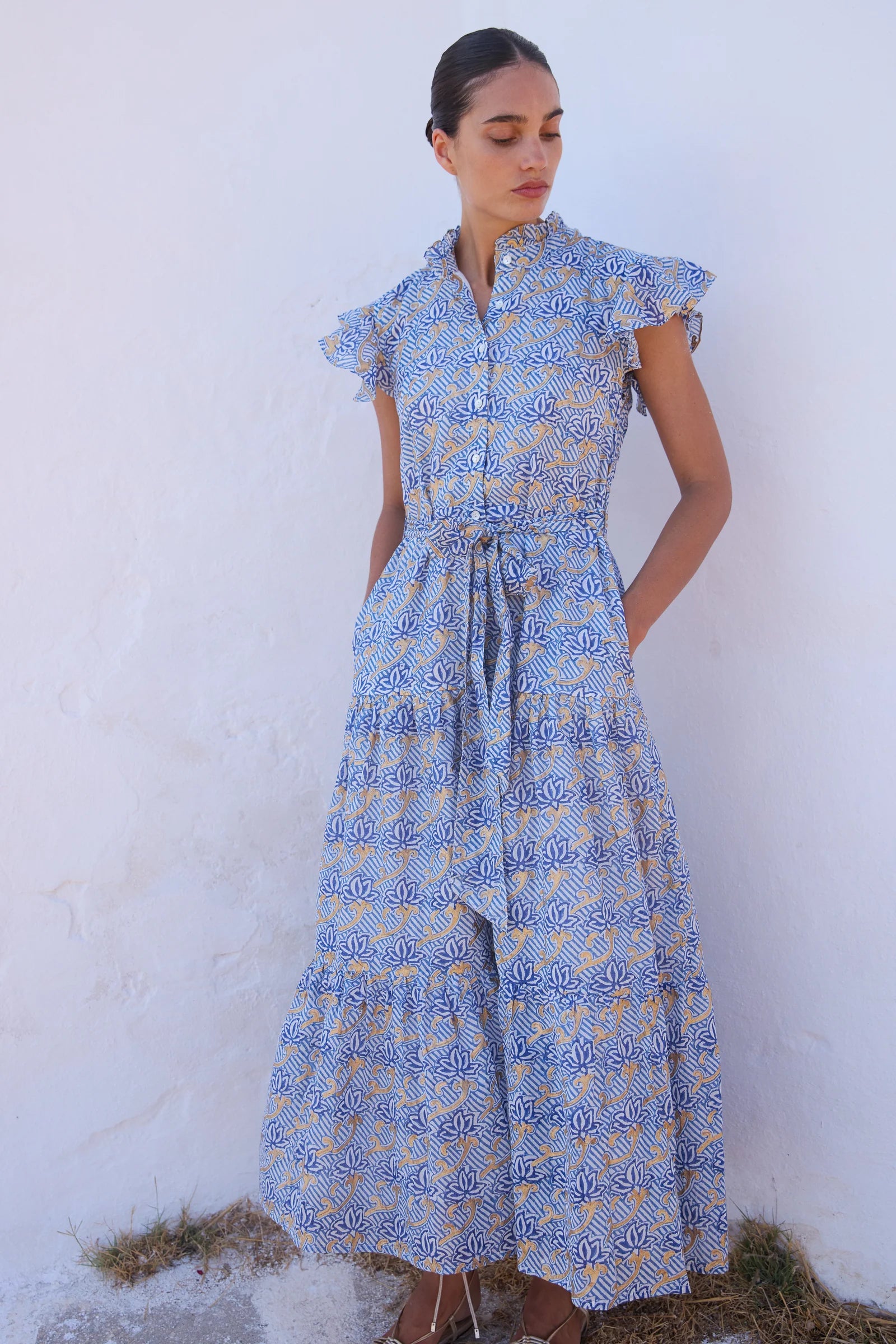 Oliphant Ruffle Maxi Dress 26 Florence Blue A Tempo New York Oliphant Ruffle Maxi Dress 26 Florence Blue A Tempo New York
