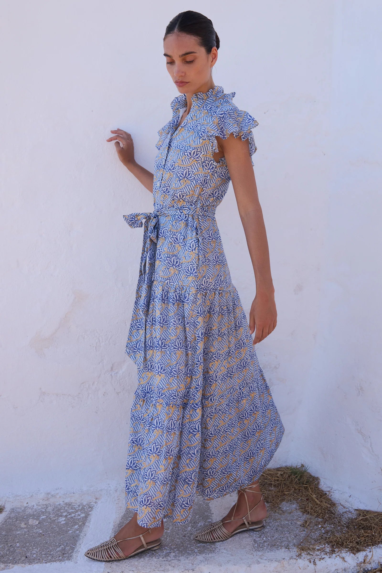 Oliphant Ruffle Maxi Dress 26 Florence Blue A Tempo New York Oliphant Ruffle Maxi Dress 26 Florence Blue A Tempo New York