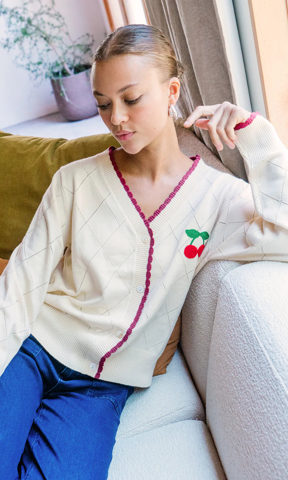 Greylin Cherry Knit Cardigan