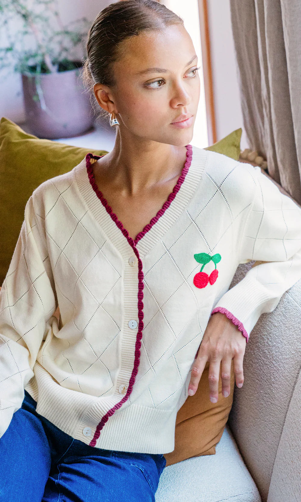 Greylin Cherry Knit Cardigan