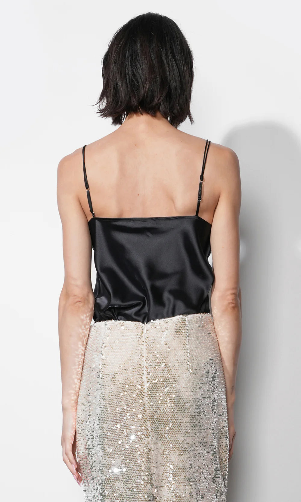 Greylin Cowl Neck Lace Black Cami