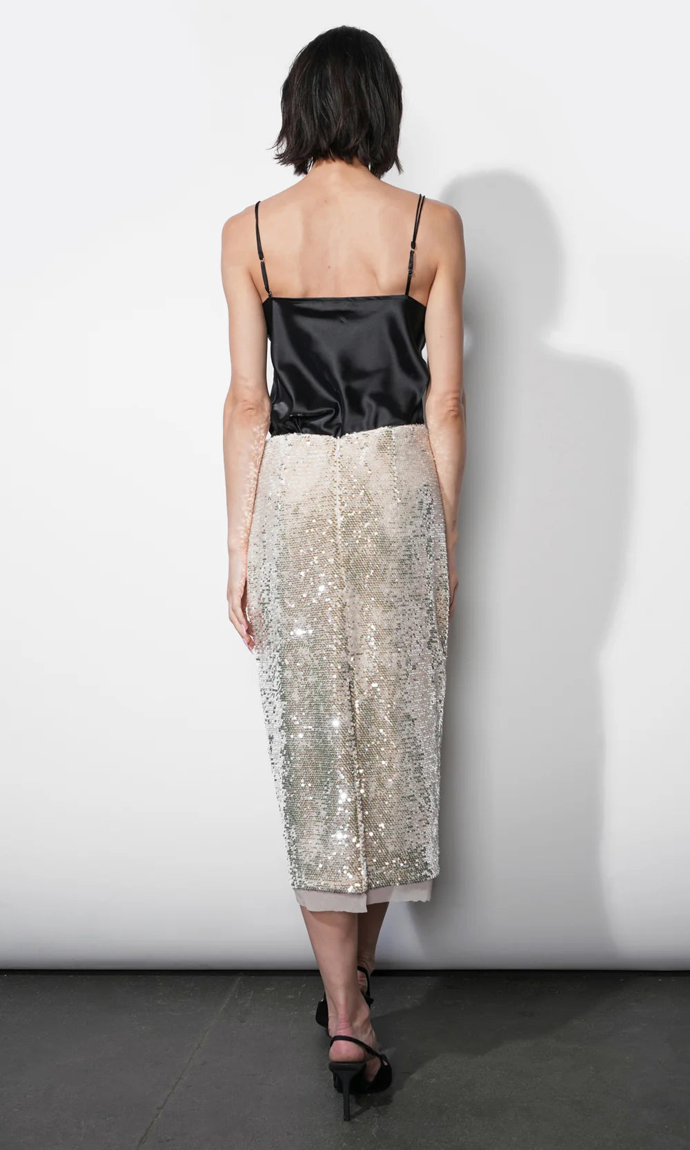 Greylin Sequins Cream Midi Skirt