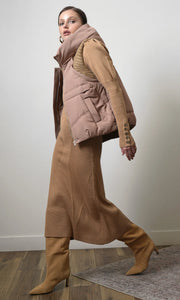 Greylin Rib/Hooded Puffer Latte Vest