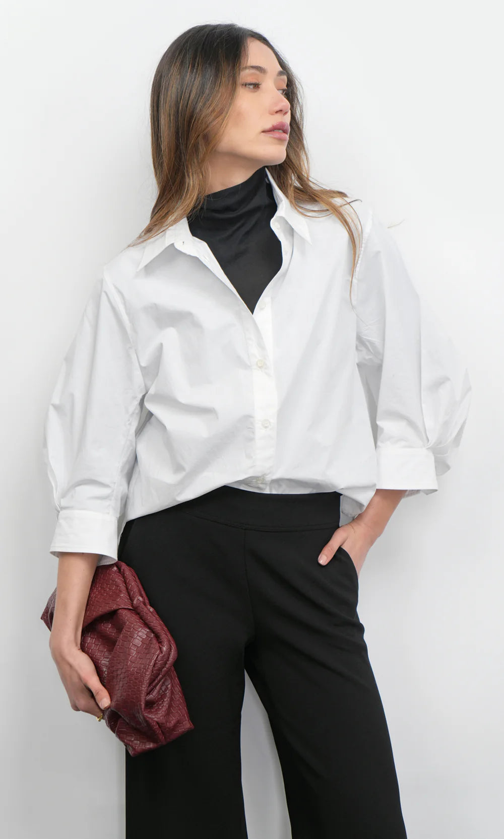 Greylin Thea Lantern Sleeve White Shirt