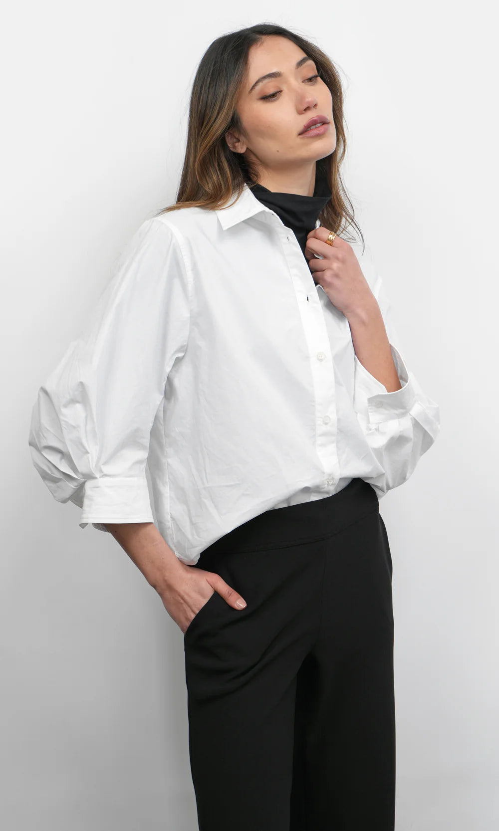 Greylin Thea Lantern Sleeve White Shirt