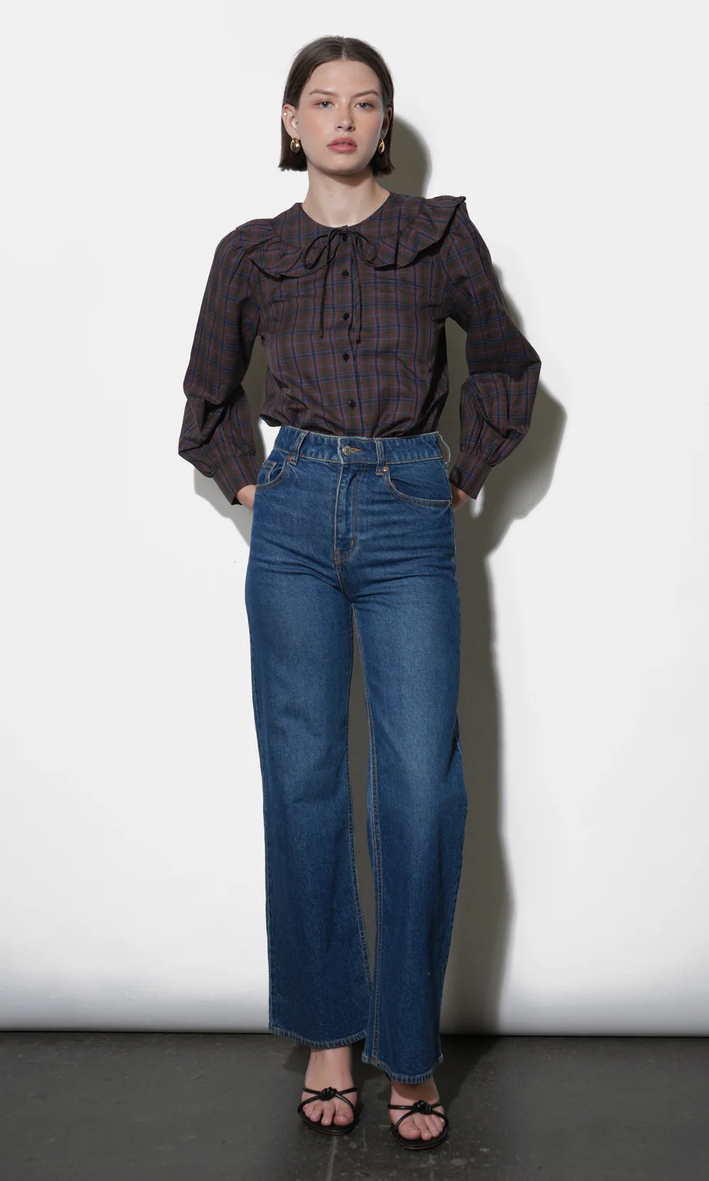 Greylin Peter Pan Collar Plaid Blouse