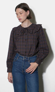 Greylin Peter Pan Collar Plaid Blouse