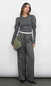 Greylin Renoa Puff Sleeve Knit Top Charcoal