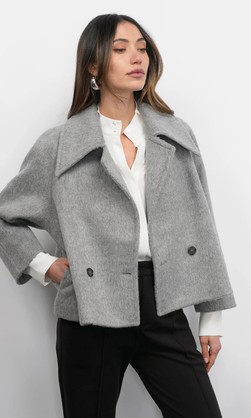 Greylin Eva Short Light Grey Coat