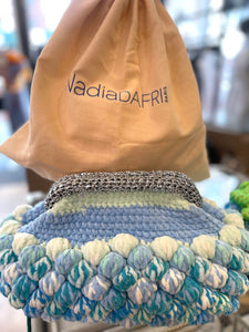 Nadia Dafri Candy Embroidered Clutch Blue