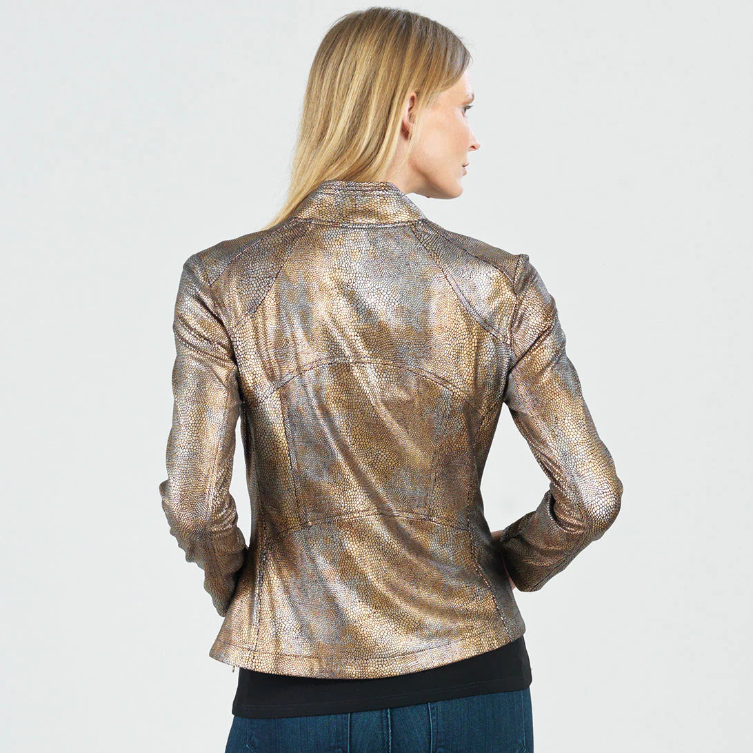 Clara Sunwoo Liquid Shimmer Zip Jacket Copper