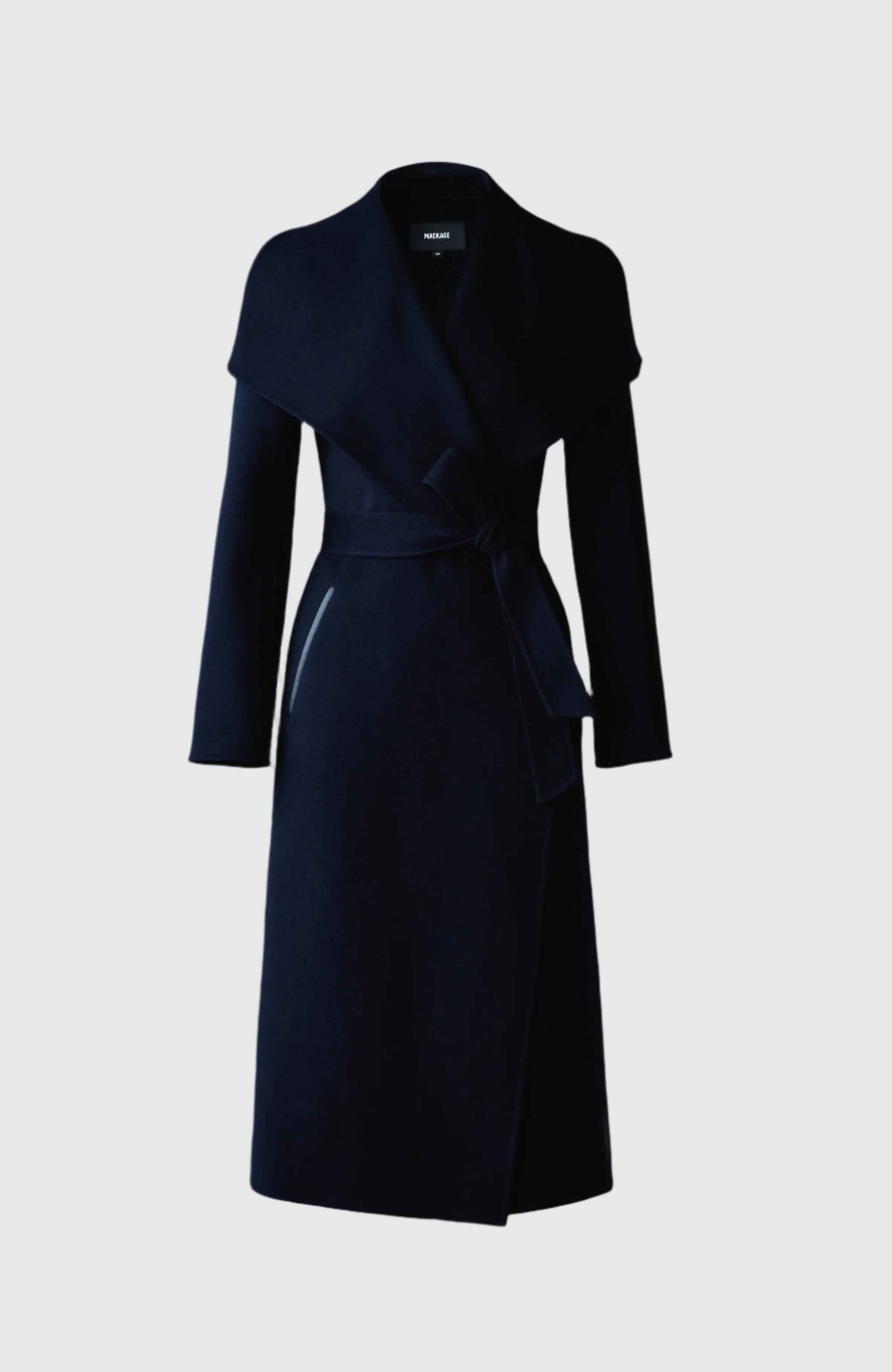 Mackage Mai-CN Belt/Light Wool Coat Navy