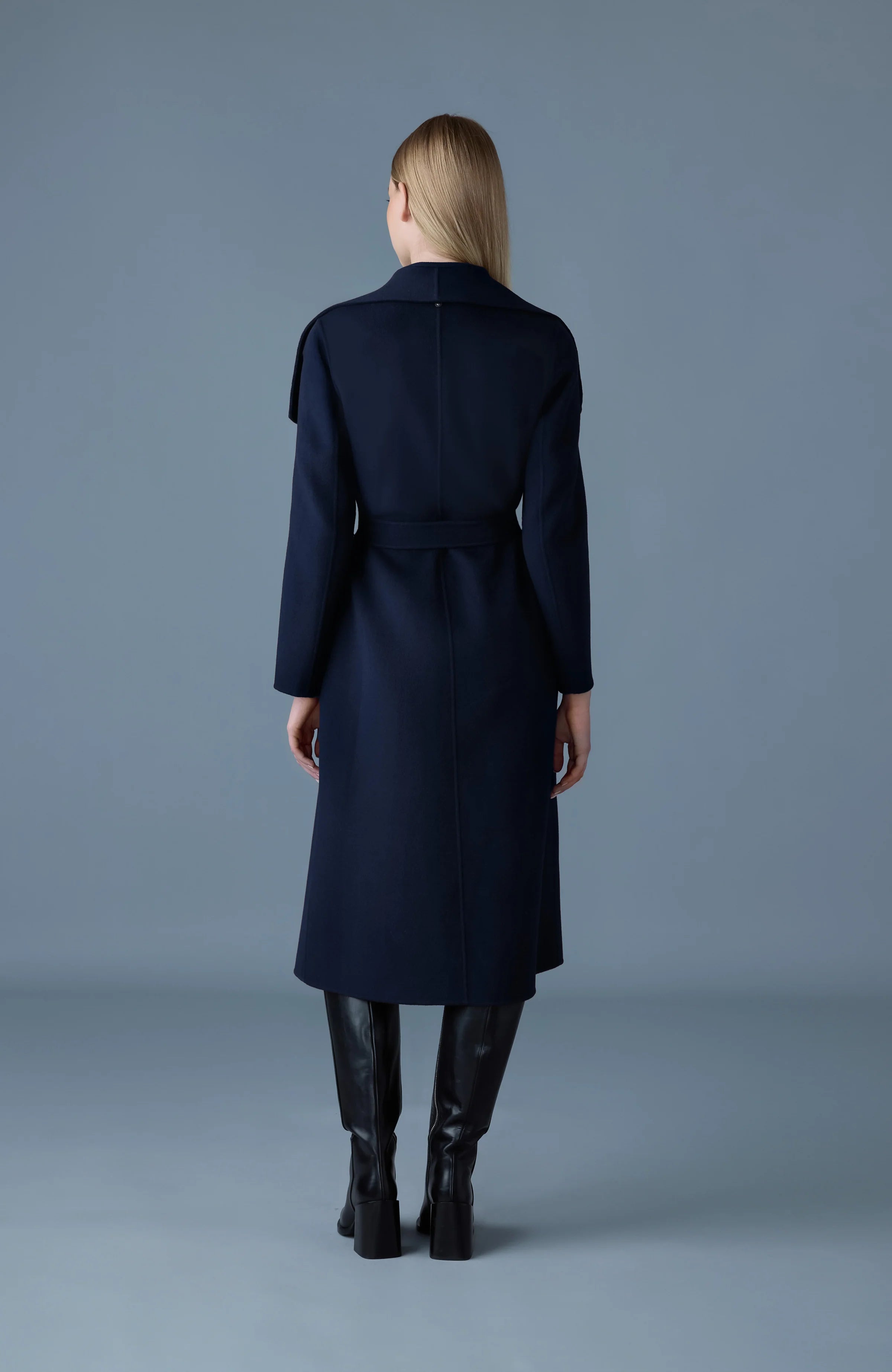 Mackage Mai-CN Belt/Light Wool Coat Navy