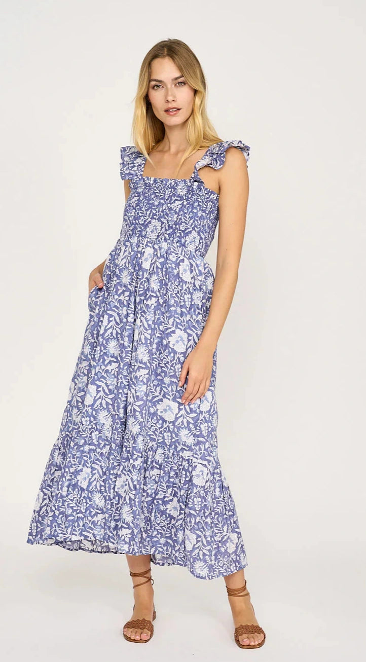 Marea Sasco Midi Dress Indigo Blossom