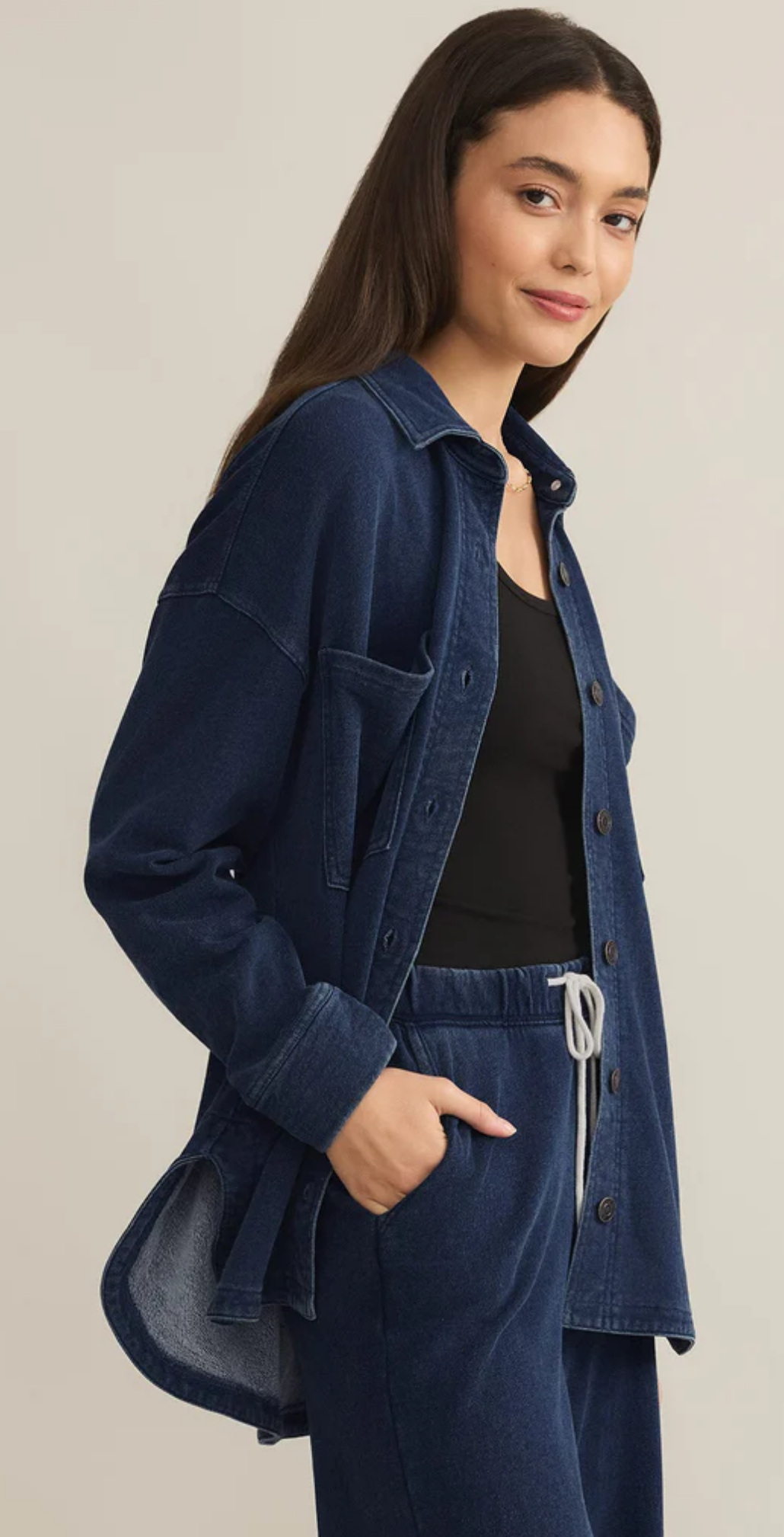 Z Supply All Day Knit Denim Jacket Indigo