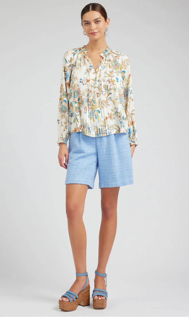 Current Air Floral Print Pleated Blouse