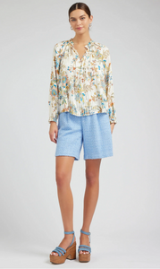 Current Air Floral Print Pleated Blouse