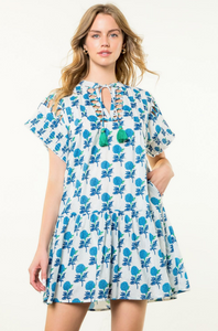THML Ruffle Sleeve Flower Print Dress