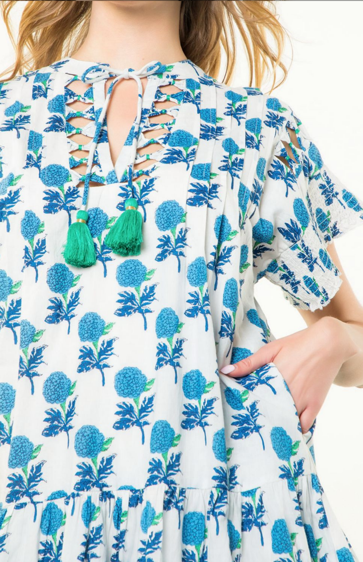 THML Ruffle Sleeve Flower Print Dress
