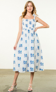 THML Tie Strap Flower Print Dress