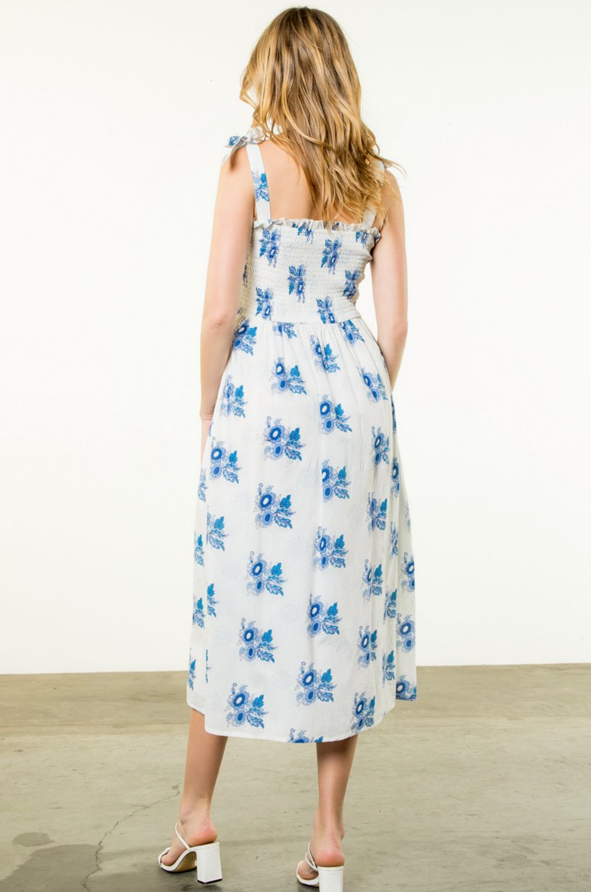 THML Tie Strap Flower Print Dress
