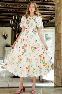 THML Puff Sleeve Floral Maxi Dress