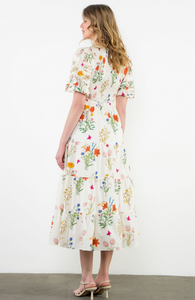 THML Puff Sleeve Floral Maxi Dress