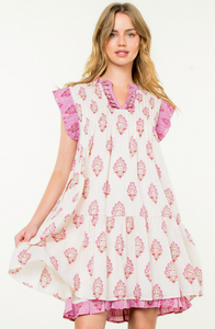 THML Flower Print Cream Dress