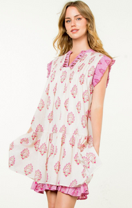 THML Flower Print Cream Dress
