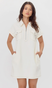 Greylin Canvas Twill Zip Front Dress