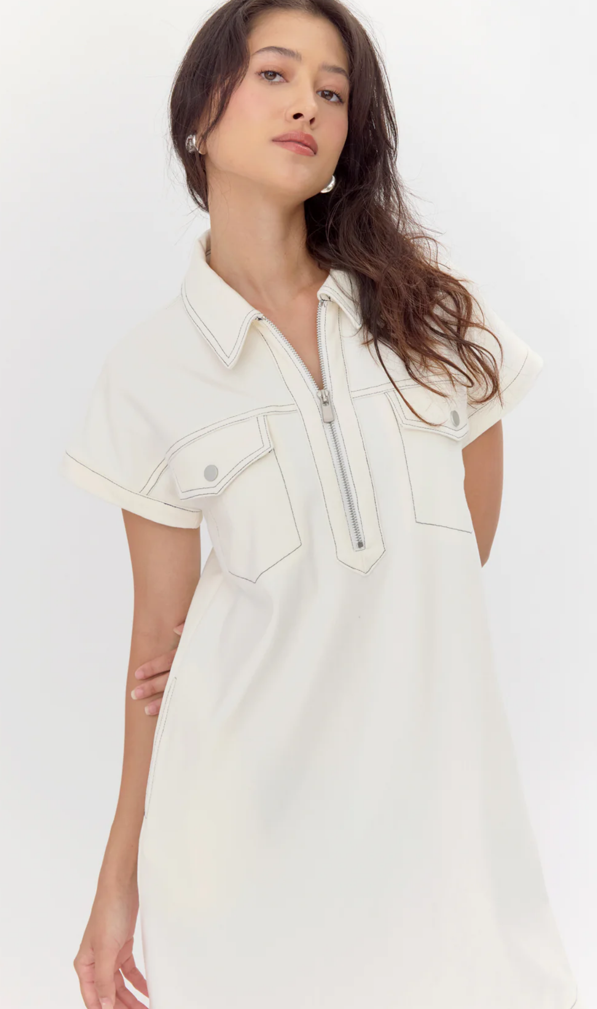 Greylin Canvas Twill Zip Front Dress
