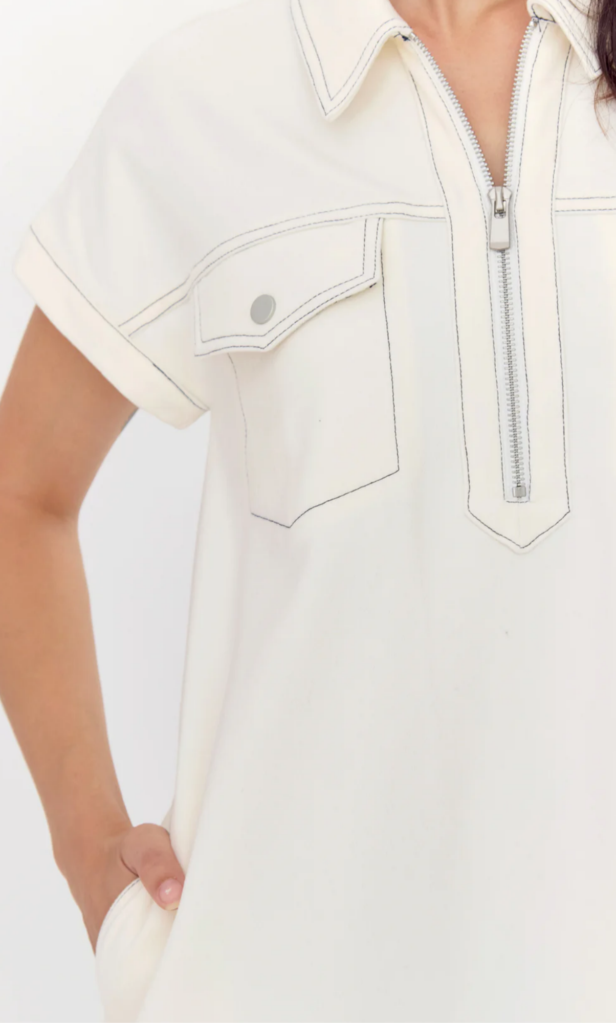 Greylin Canvas Twill Zip Front Dress